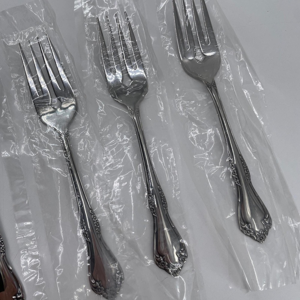 Wm Rogers Mansfield Salad Fork x6 Oneida Stainless Glossy - Picture 4 of 7